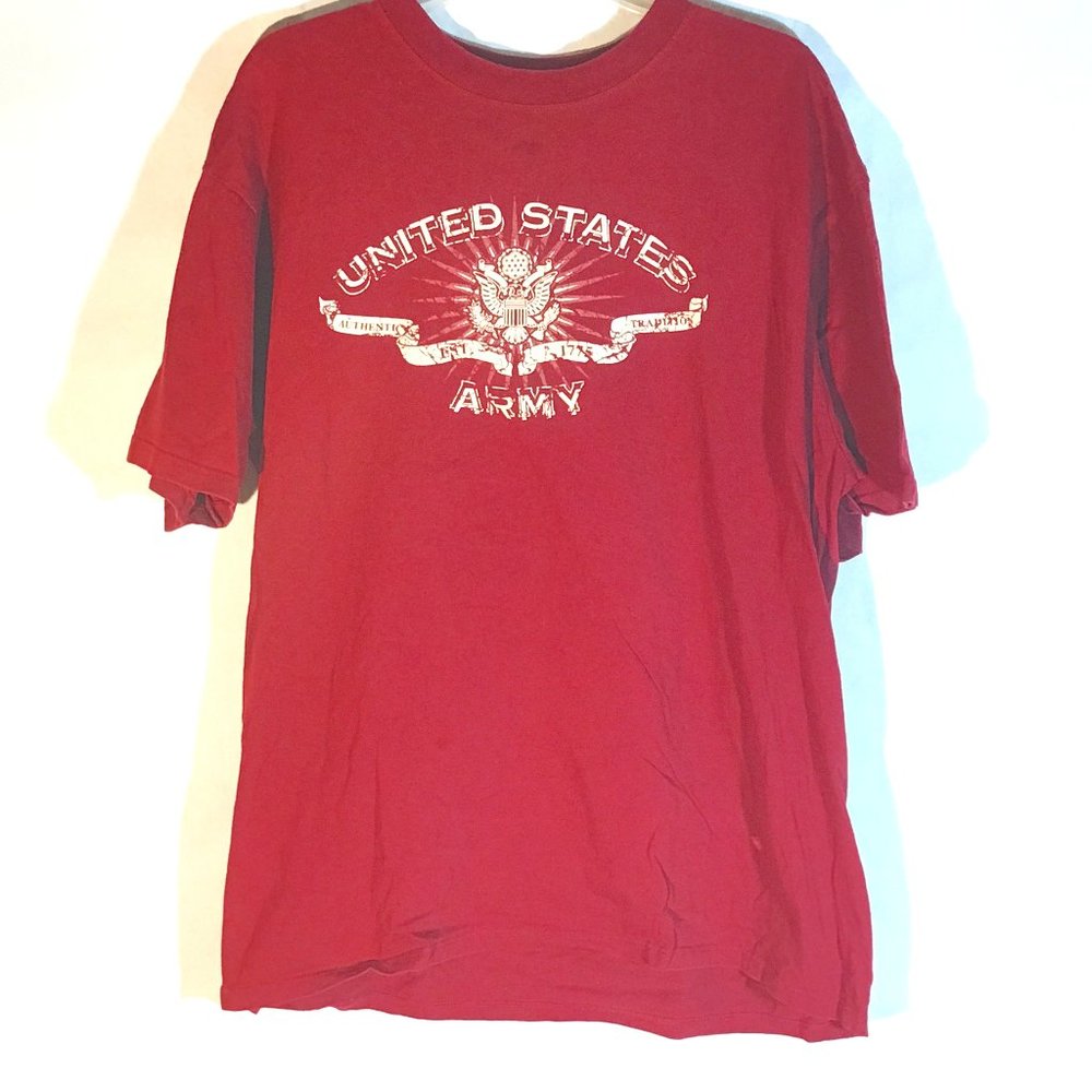 United States Army Red Maroon Short Sleeve Tee T Shirt